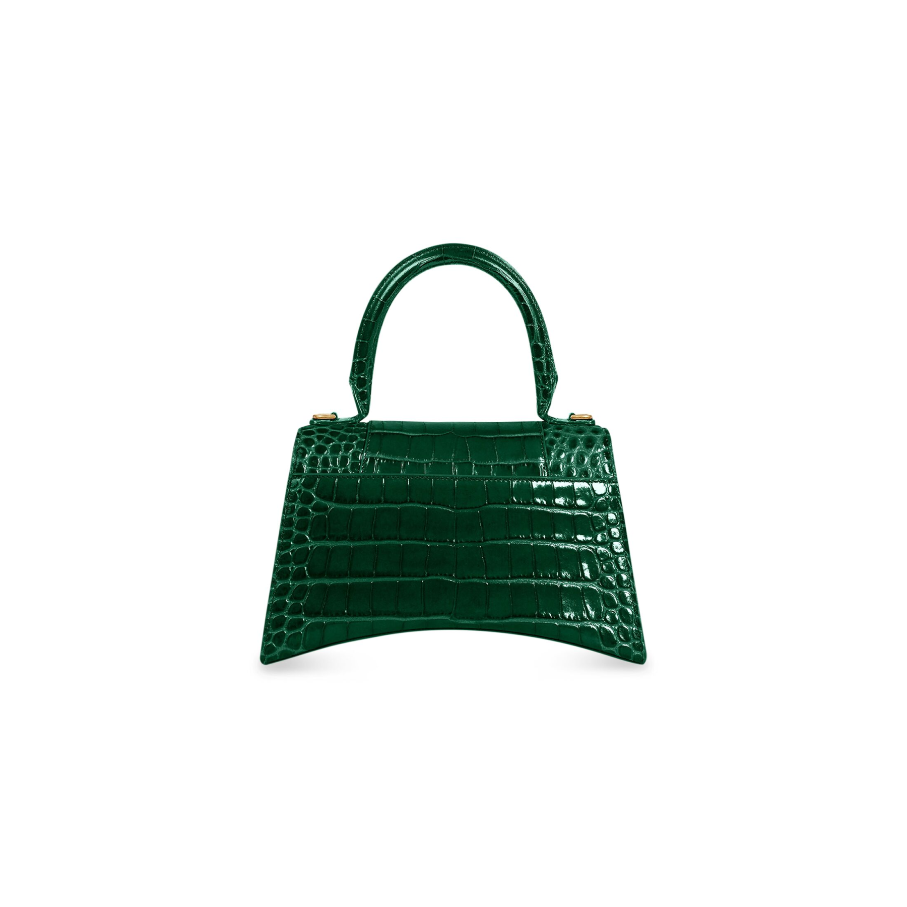 WOMEN'S HOURGLASS SMALL HANDBAG CROCODILE EMBOSSED IN FOREST GREEN